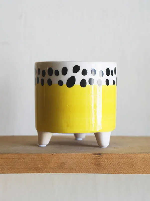 Keramicky kvetinacik na nozkach (Zlty)